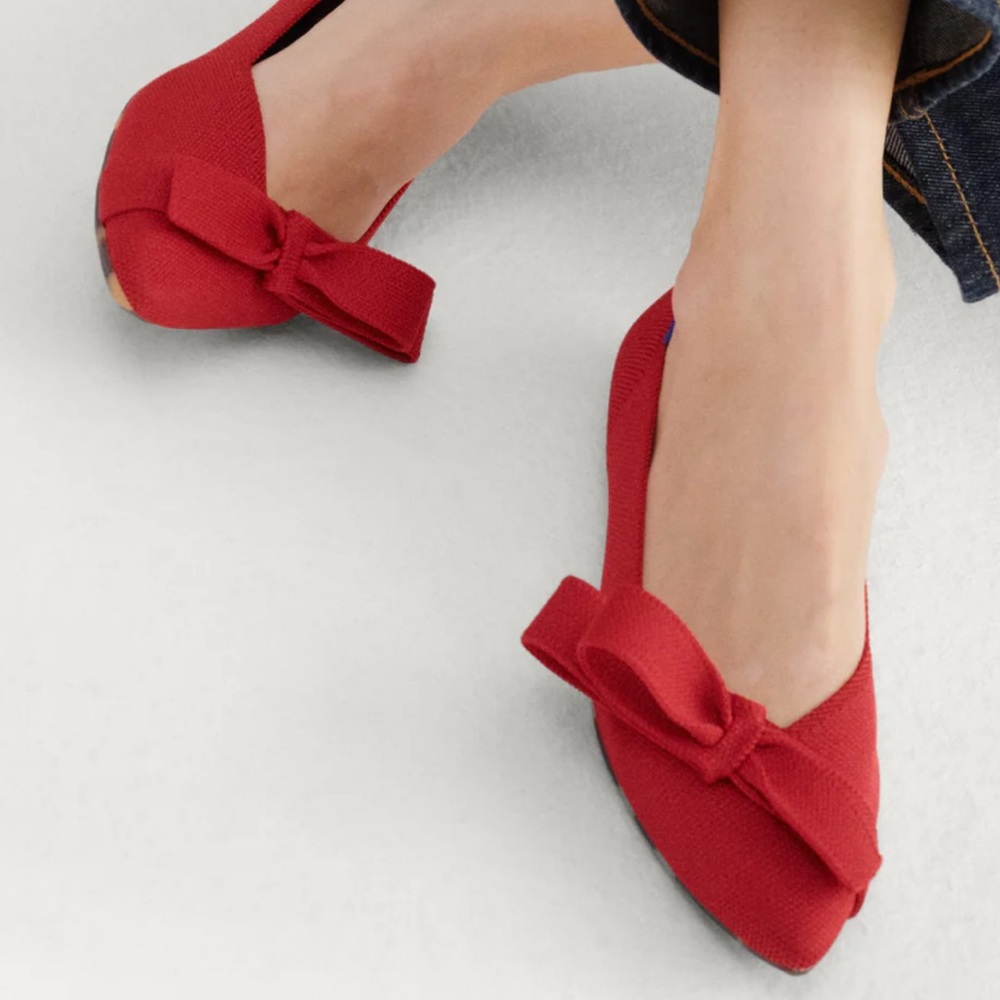 Rothy’s The Bow Point II Cupid Red Women's Shoes Flats Size 10